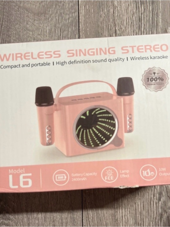 Other - Wireless Singing Stereo Portable Karaoke Speaker with Dual Microphones - Pink